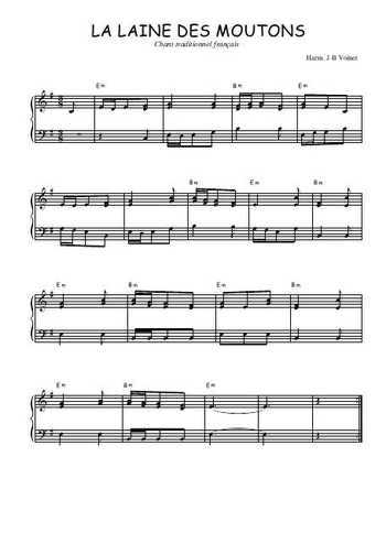 Téléchargez l'arrangement pour piano de la partition de La laine des moutons en PDF